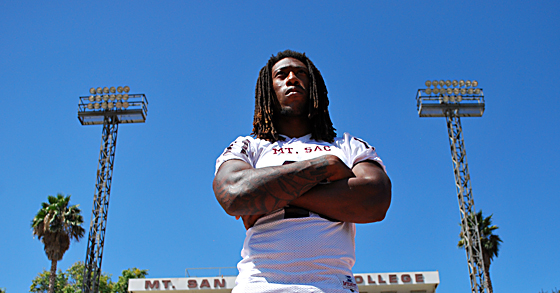 PHOTO BY SHERAZAD SHAIKH - After growing up through a struggling upbringing, sophomore Bruce Irvin left Atlanta and headed west to continue his football career at Mt. SAC.
